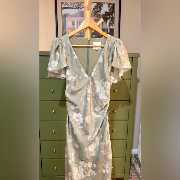 Reformation Sage Green Floral Midi Dress - Picture 15 of 16
